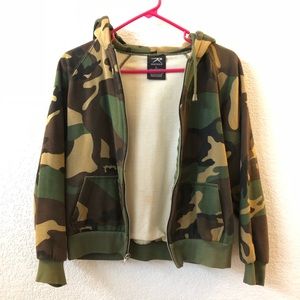 Camo thermal lined zip up jacket women XS